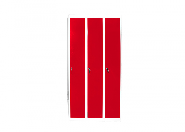 Klädskåp modell 3, 3 fack - röd