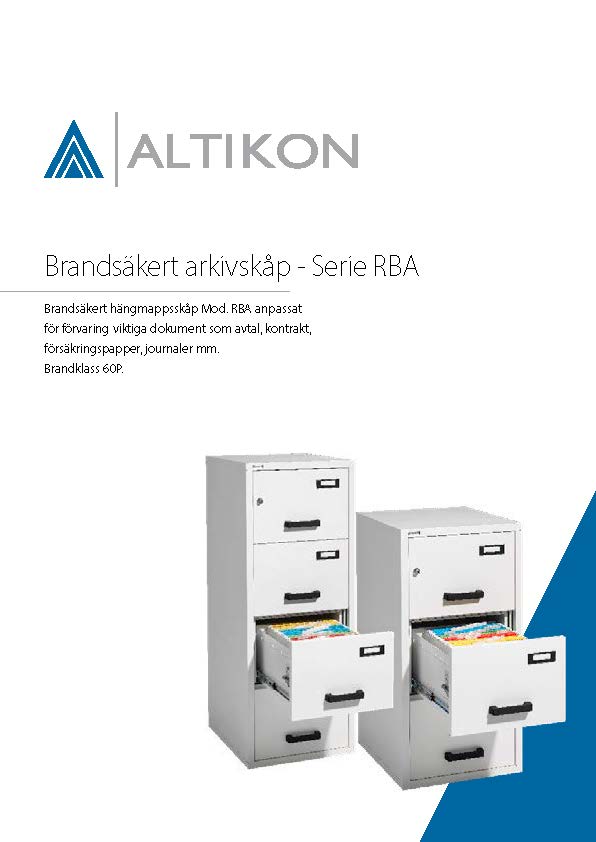 Produktblad Brandsäkert Arkivskåp RBA - framsida, pdf
